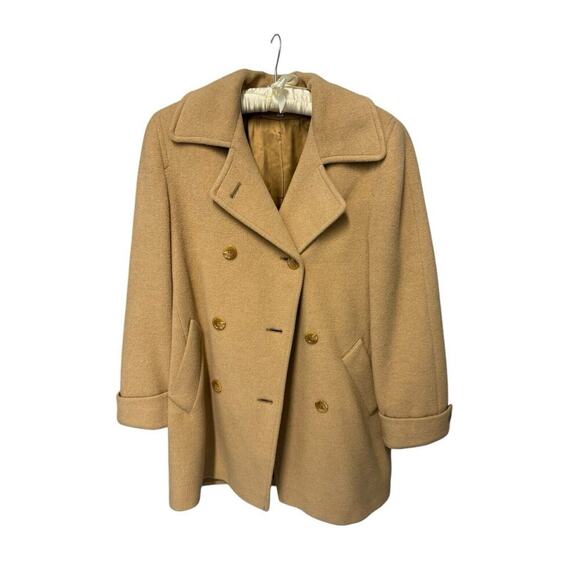 Larry Levine 100% Camel Hair Coat 4P Double Breasted Vintage Classic - Picture 1 of 8